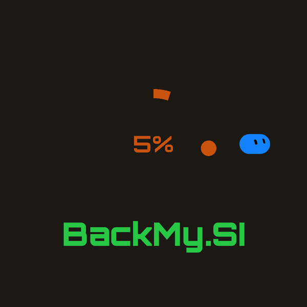 BackMy.SI logo: colourful blobs around a green ring filling up to 100%